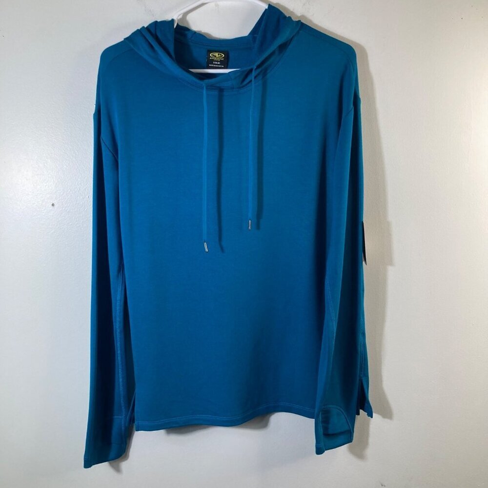 Womens Athletic Works Mock Neck Hoodie Galapagos Blue S 4-6  Modal Polyester Spa
